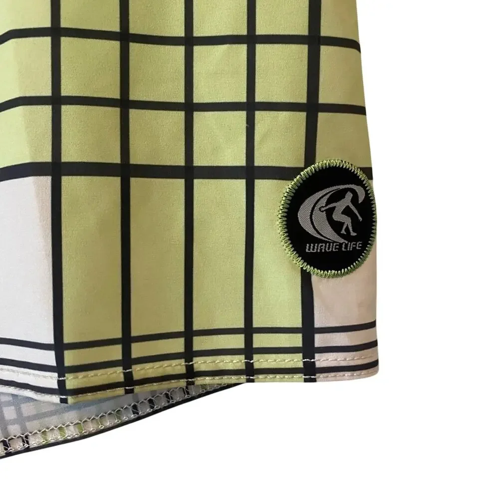 Wave Life Men's XL Swim‎ Board Shorts Green Black Swim Beach Travel Resort NWT